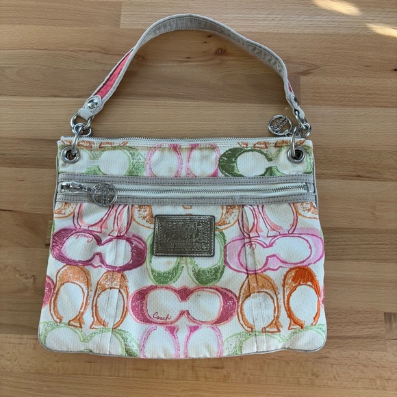 Coach Poppy Dream “C” Hippie Scribble Hobo Satchel Crossbody Bag shoulder pink - Picture 1 of 12